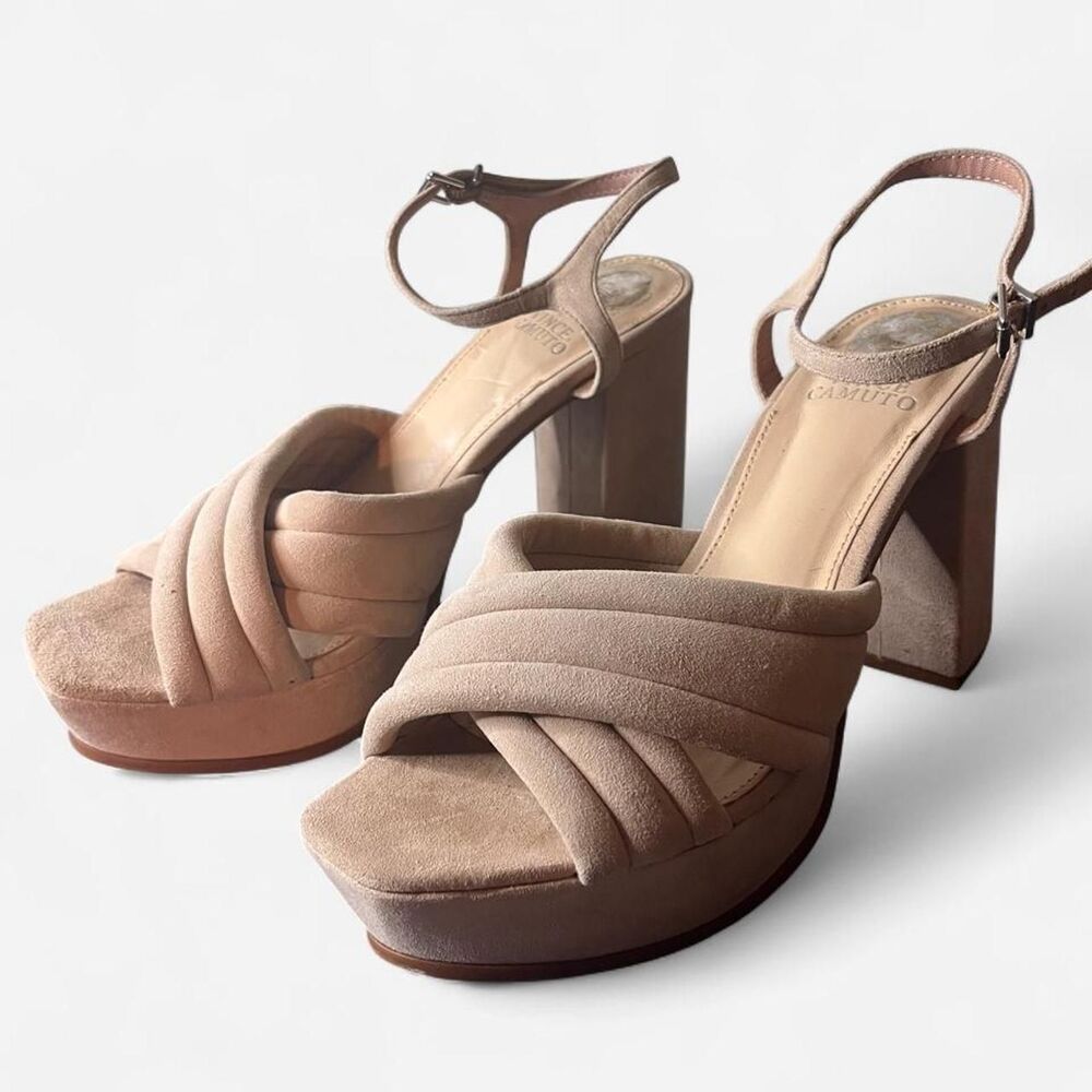 Vince-camuto Women's Tan and Cream Courts - Picture 2 of 6